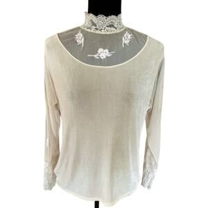Vintage-Inspired Sheer Lace Blouse Made in Korea Size M/L
